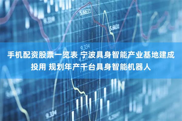 手机配资股票一览表 宁波具身智能产业基地建成投用 规划年产千台具身智能机器人