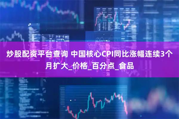 炒股配资平台查询 中国核心CPI同比涨幅连续3个月扩大_价格_百分点_食品